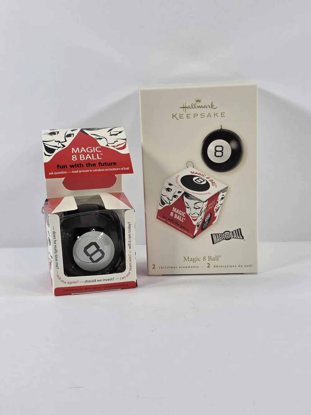 Hallmark Keepsake Christmas Tree Ornament Collection Magic 8 Ball 2 Piece Set